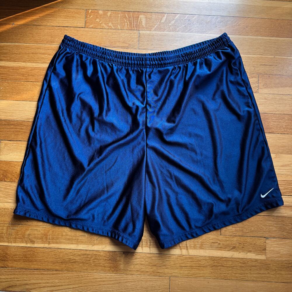 Vintage Nike Dazzle Shorts Baggy Y2K Mens XL Navy Blue Shiny 2000s Essential
